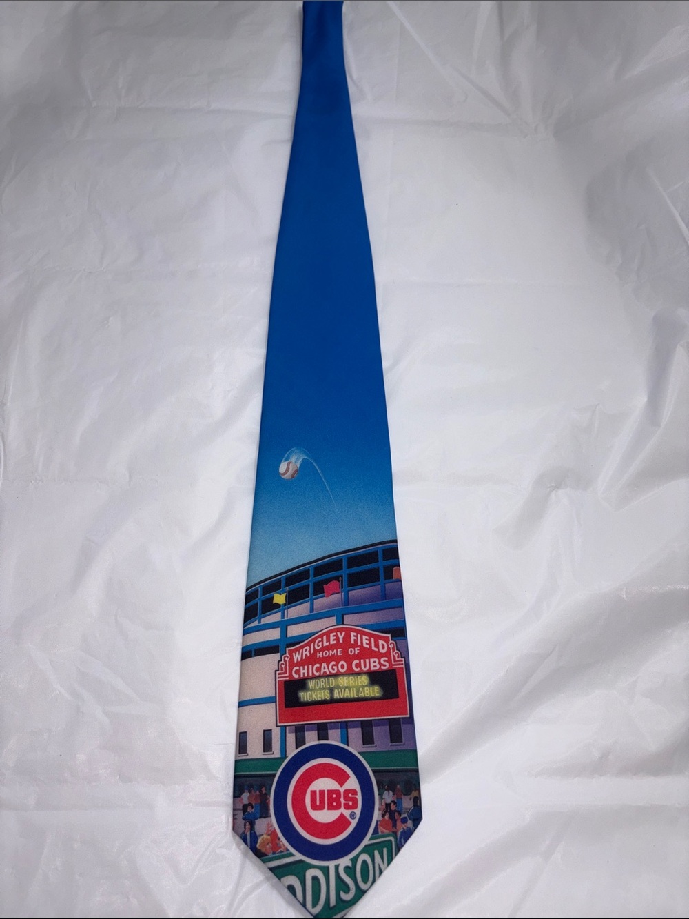 Ralph Marlin Chicago Cubs Wrigley Field Novelty Necktie Blue MLB Baseball Tie